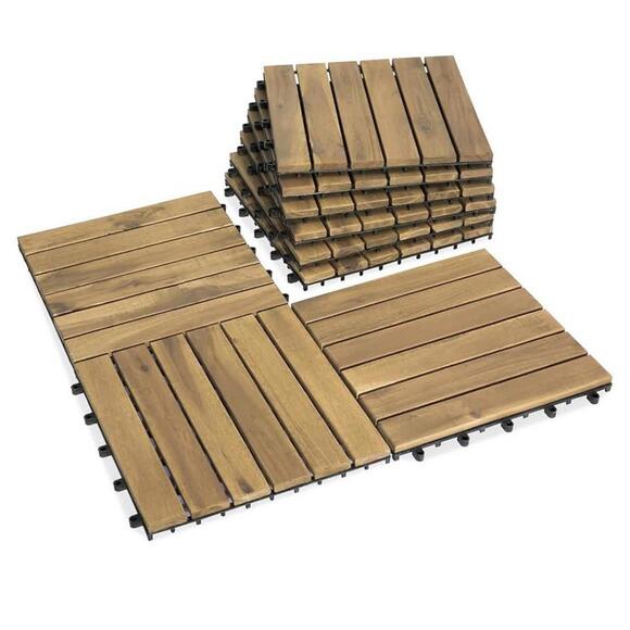 Other | Acacia Wood Decking Tiles 9pcs Easy Snap Interlocking Deck ...